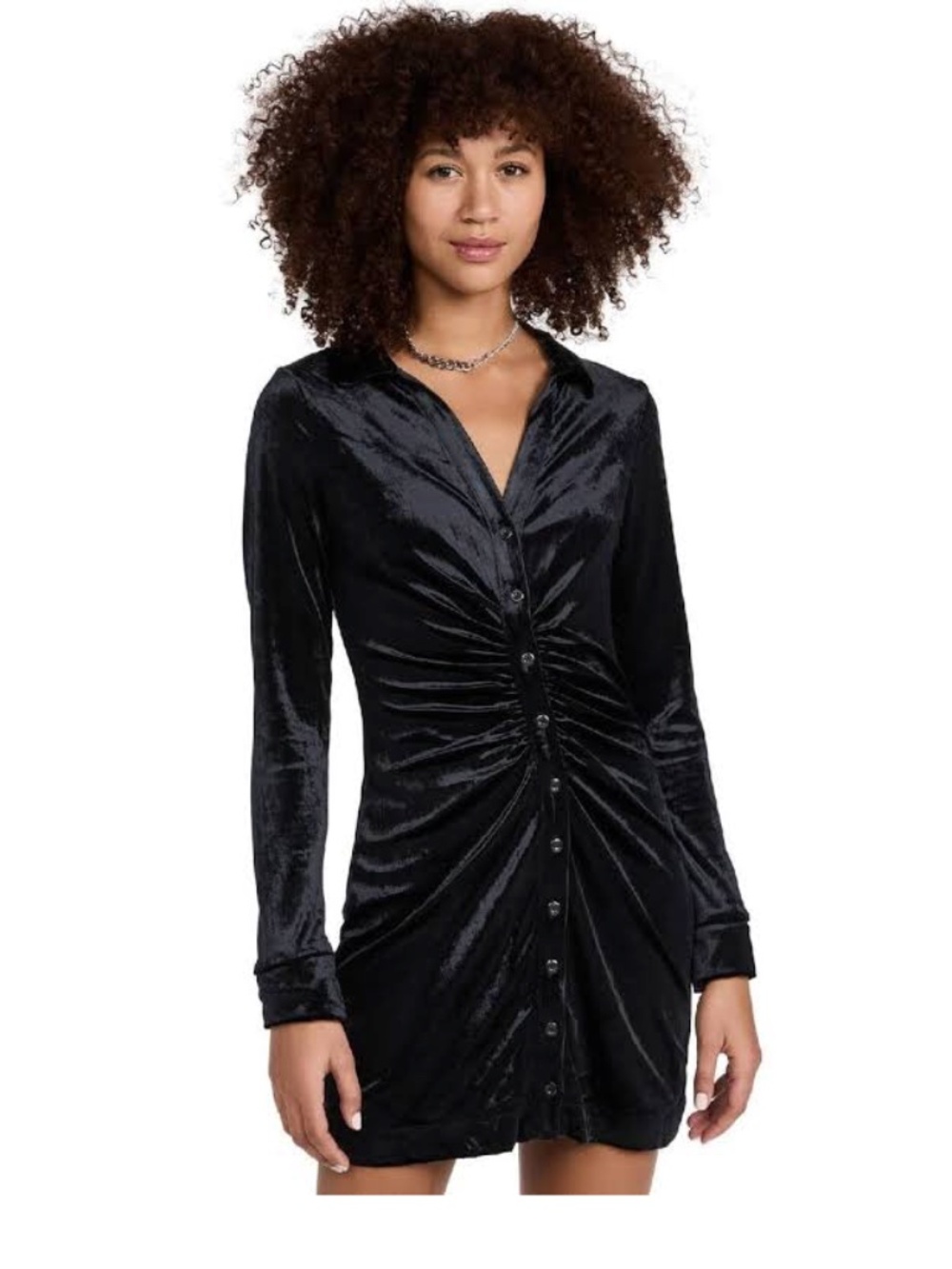 Free People Shayla Velvet Mini Dress Black Size S